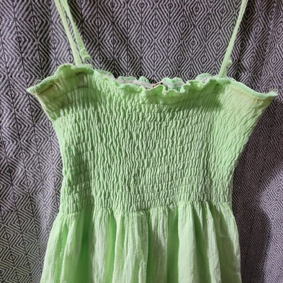 Shoreline Women's Lime Green Midi Flowy Sinched Top With Thin Straps Onesize - Picture 10 of 14